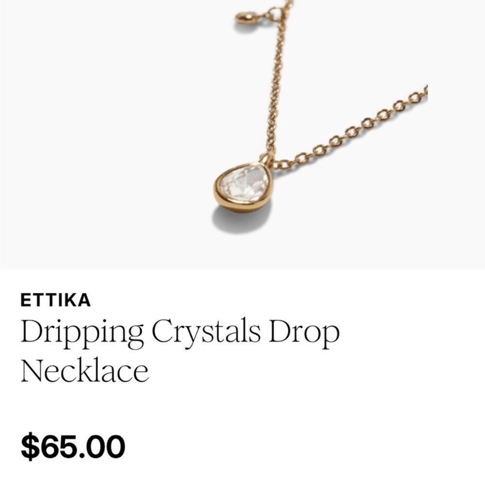 NWT Ettika Gold Dripping Crystals Drop Necklace 14K Gold Plated